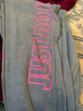 Nike Straight Leg Pants Gray with Pink Logo